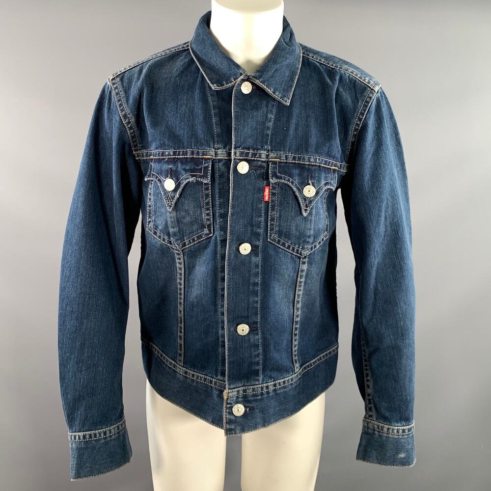 LEVI'S Size M Navy Indigo Contrast Stitch Cotton polyester Dagger Jacket
